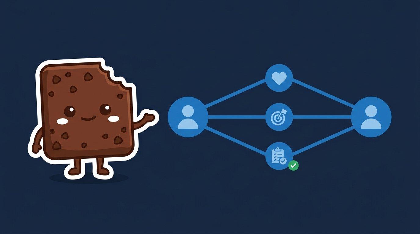 La mascota de Brauni junto a un diagrama de dos personas conectadas por vínculo, metas y tareas, los tres componentes de la alianza terapéutica