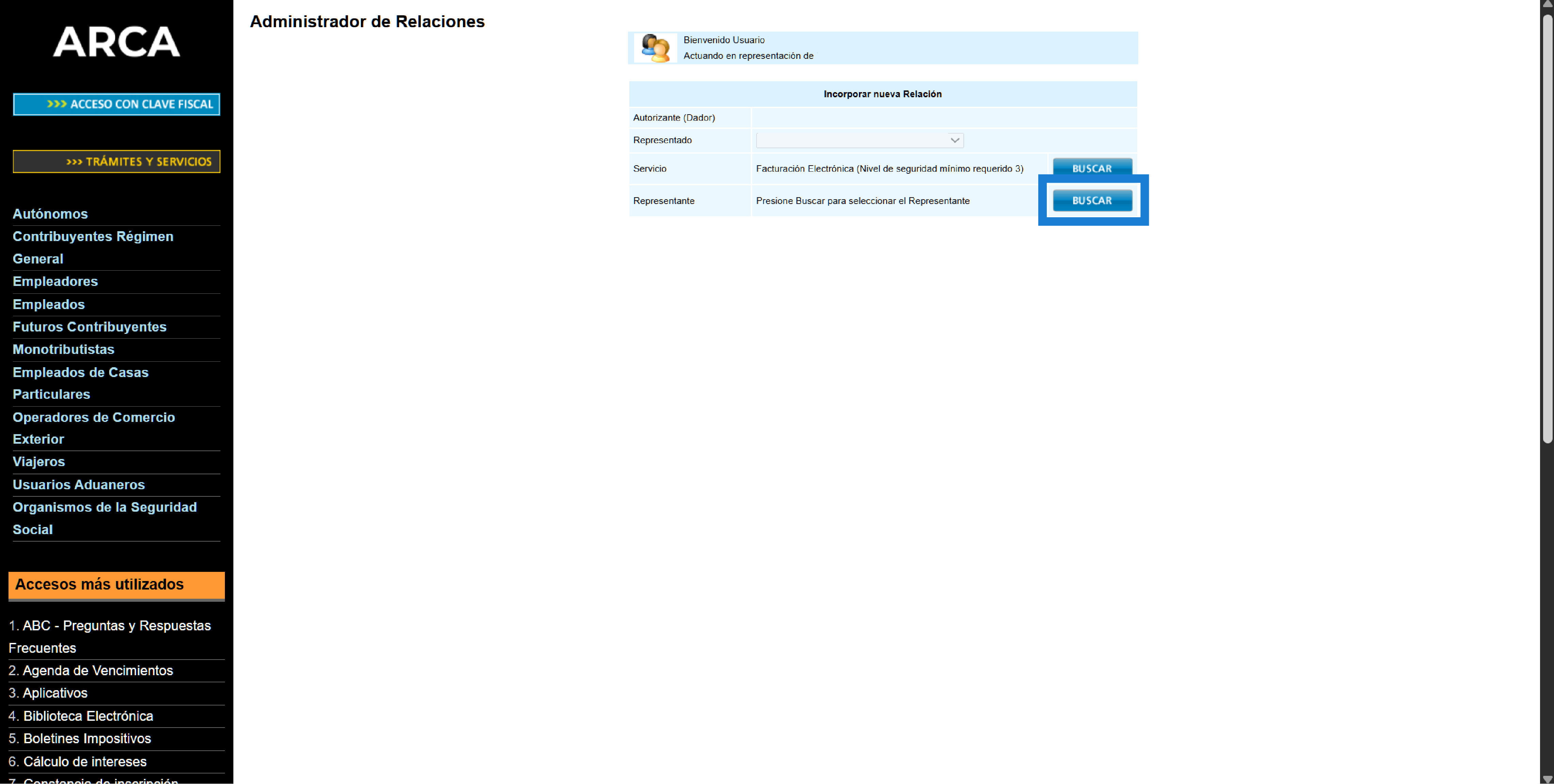 Servicio Facturacion Electronica seleccionado